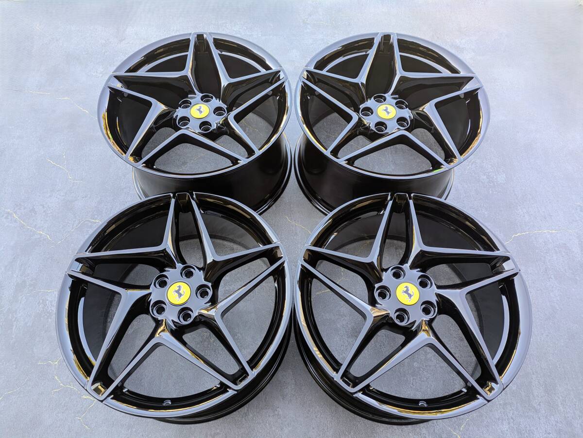 Ferrari F8 Tributo Forged Genuine 20 inch 9J +44.7 / 11J +38.5 PCD114.3 Gloss Black 4 wheels