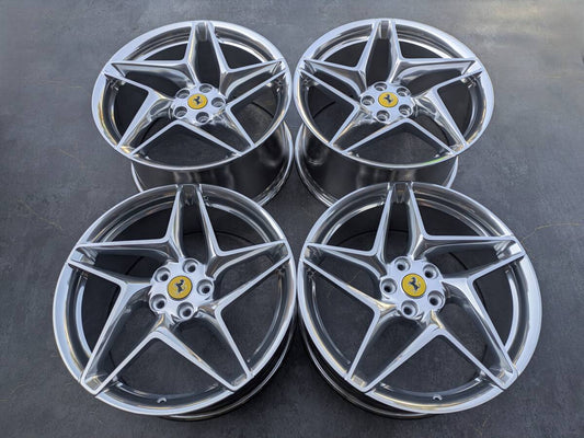 フェラーリ F8 トリブート 鍛造 純正 20インチ 9J +44.7 / 11J +38.5 PCD114.3 フルポリッシュ 3Dバフ バレル研磨 4本