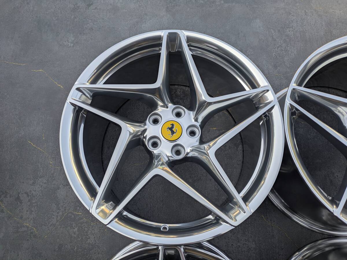 フェラーリ F8 トリブート 鍛造 純正 20インチ 9J +44.7 / 11J +38.5 PCD114.3 フルポリッシュ 3Dバフ バレル研磨 4本