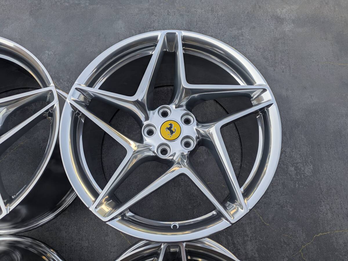 フェラーリ F8 トリブート 鍛造 純正 20インチ 9J +44.7 / 11J +38.5 PCD114.3 フルポリッシュ 3Dバフ バレル研磨 4本