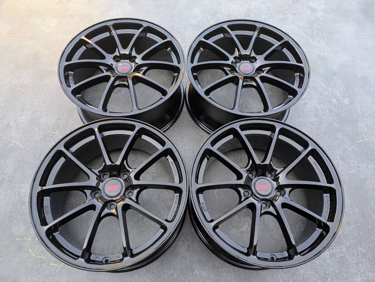 スバル STI パフォーマンス RAYS製 鍛造 純正 18インチ 8J +53 PCD114.3 グロスブラック 4本