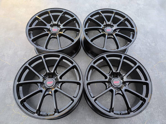 スバル STI パフォーマンス RAYS製 鍛造 純正 18インチ 8J +53 PCD114.3 グロスブラック 4本