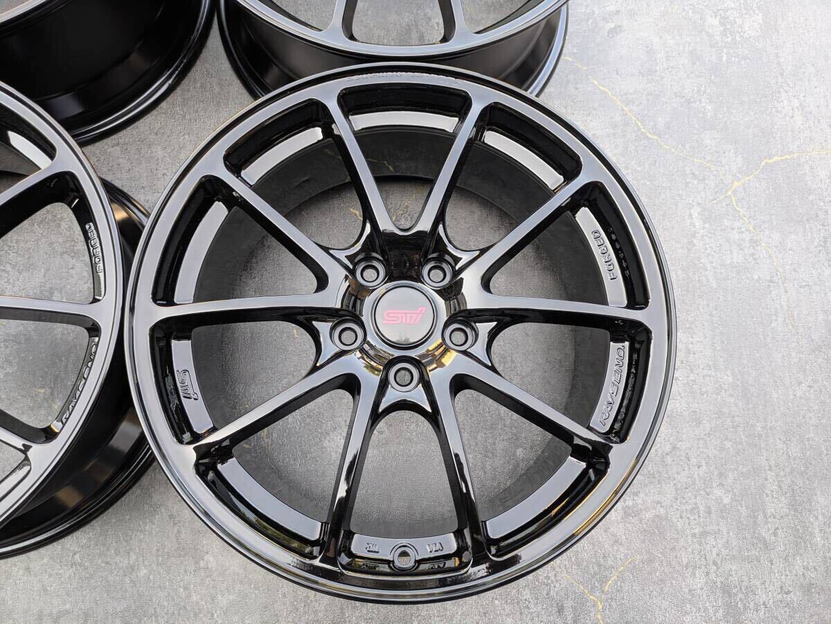 スバル STI パフォーマンス RAYS製 鍛造 純正 18インチ 8J +53 PCD114.3 グロスブラック 4本