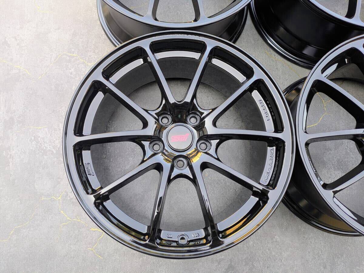 スバル STI パフォーマンス RAYS製 鍛造 純正 18インチ 8J +53 PCD114.3 グロスブラック 4本