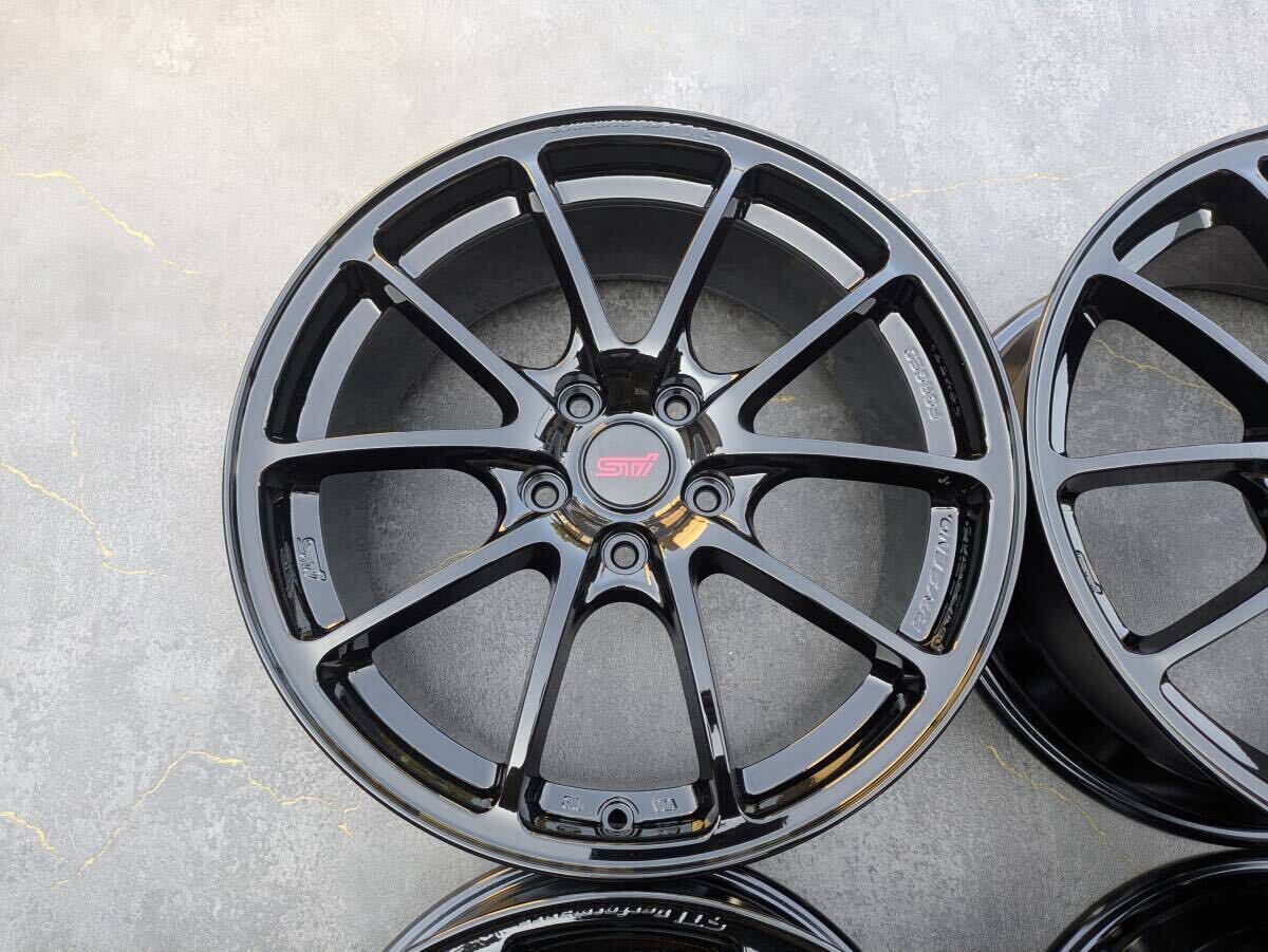 スバル STI パフォーマンス RAYS製 鍛造 純正 18インチ 8J +53 PCD114.3 グロスブラック 4本