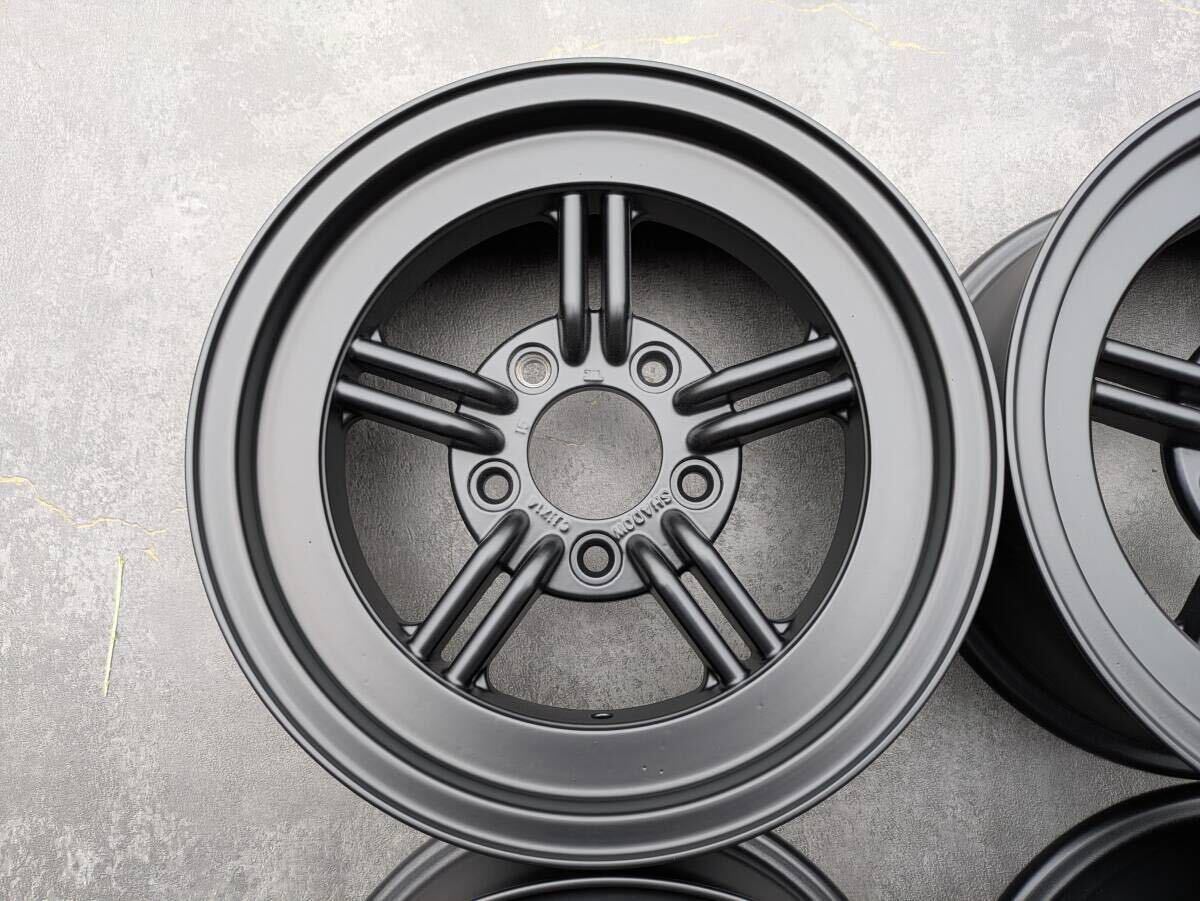 旧車 当時物 シャドー shadow 14インチ 6J +15 PCD114.3 サテンブラック 4本