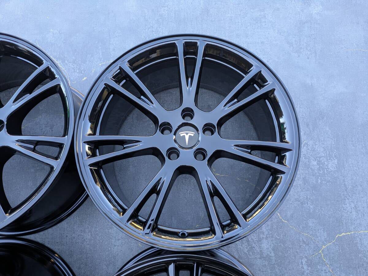 TESLA MODEL Y テスラ モデルY ロングレンジ AWD 純正 19インチ 9.5J +45 PCD114.3 グロスブラック 4本