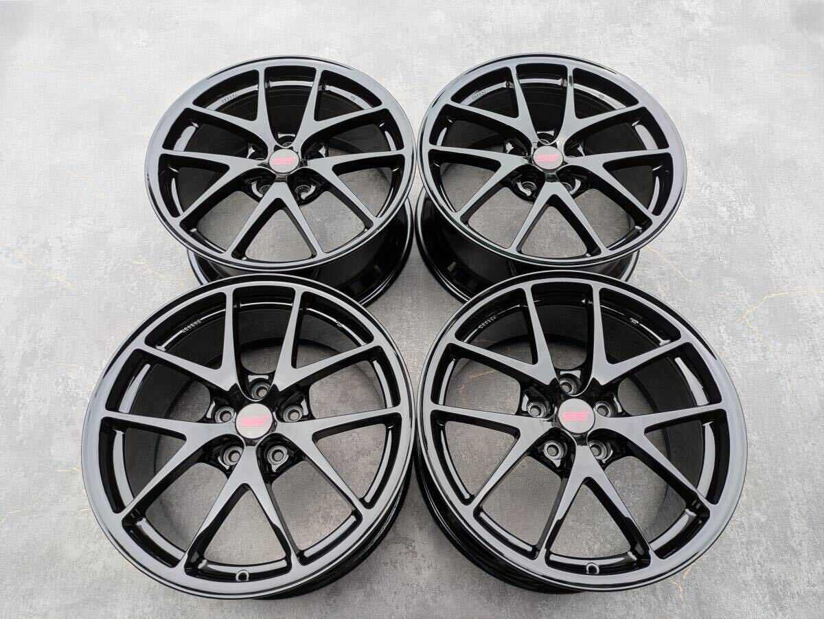 スバル WRX STI VAB タイプS BBS製 鍛造 純正 18インチ 8.5J +55 PCD114.3 グロスブラック 4本